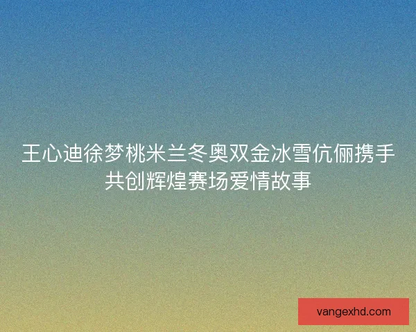 王心迪徐梦桃米兰冬奥双金冰雪伉俪携手共创辉煌赛场爱情故事